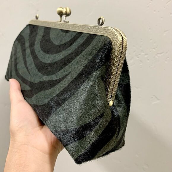 Handmade Real Hair-on-horsehide Leather Kisslock Clutch/Shoulder Bag/Crossbody